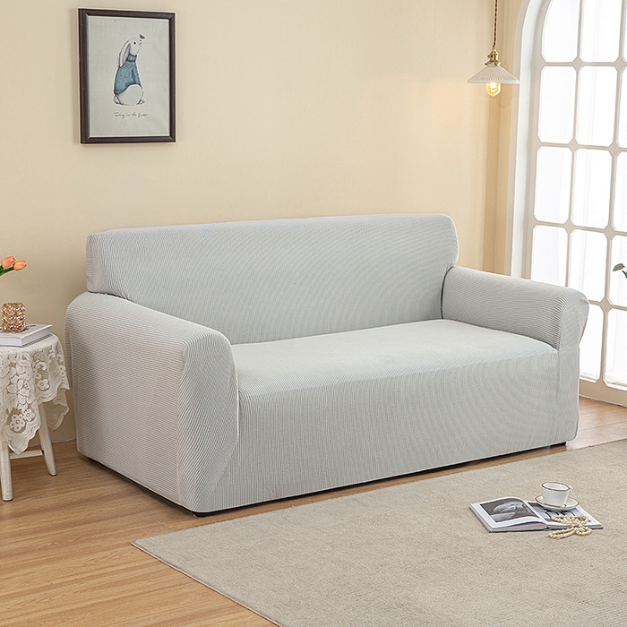 91家纺网 家纺一手货源 找家纺 飞翔家纺沙发套 2026新款条纹沙发套 浅灰