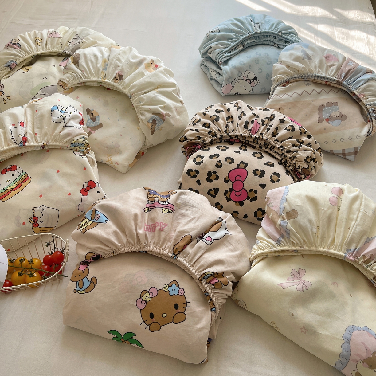 91家纺网 家纺一手货源 找家纺 六巷胡同 2026新款40支全棉13070INS卡通单品床笠 组合叠拍图