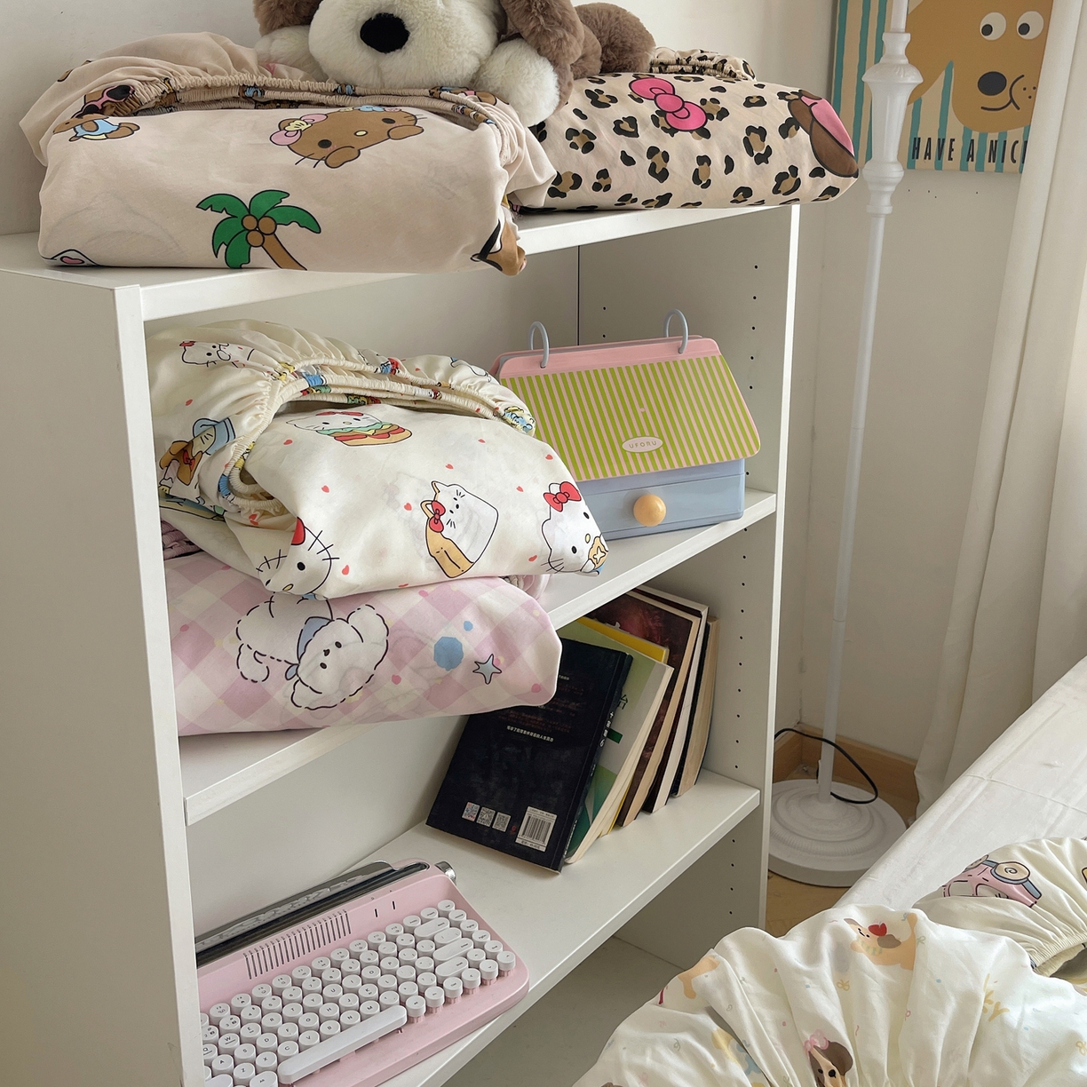 91家纺网 家纺一手货源 找家纺 六巷胡同 2026新款40支全棉13070INS卡通单品床笠 组合叠拍图