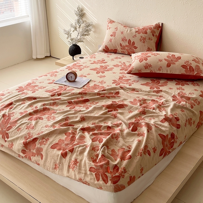 91家纺网 家纺一手货源 找家纺 （总）春皖家纺 2026新款全棉纯棉拉链款双层纱床笠单床笠床笠单件