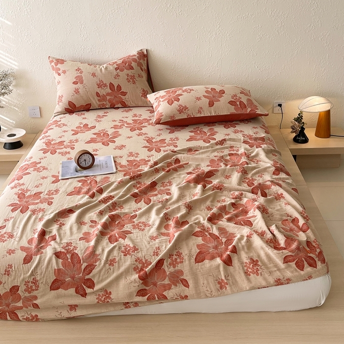 91家纺网 家纺一手货源 找家纺 （总）春皖家纺 2026新款全棉纯棉拉链款双层纱床笠单床笠床笠单件