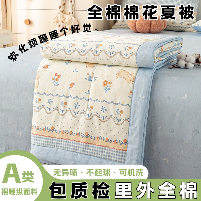 红日子纺织品 2026新款里外全棉纯棉印花夏被夏凉被空调被 花宠乐章