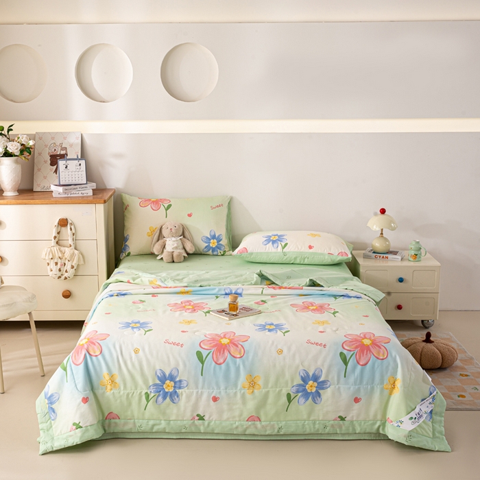 91家纺网 家纺一手货源 找家纺 红日子纺织品 2026新款里外全棉纯棉印花夏被夏凉被空调被 恋恋花语