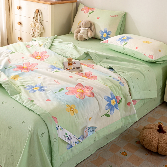 91家纺网 家纺一手货源 找家纺 红日子纺织品 2026新款里外全棉纯棉印花夏被夏凉被空调被 恋恋花语