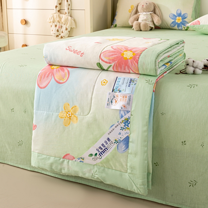 91家纺网 家纺一手货源 找家纺 红日子纺织品 2026新款里外全棉纯棉印花夏被夏凉被空调被 恋恋花语