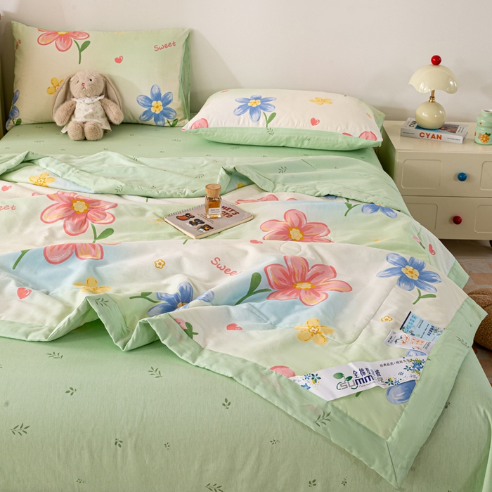 91家纺网 家纺一手货源 找家纺 红日子纺织品 2026新款里外全棉纯棉印花夏被夏凉被空调被 恋恋花语