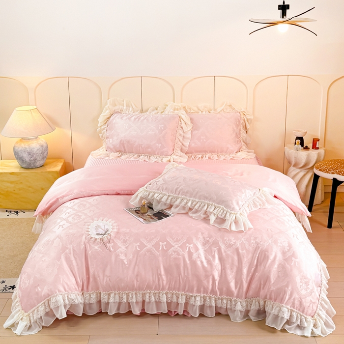 大麦家纺 2026新款法式花边天丝床盖四件套 浮生如梦