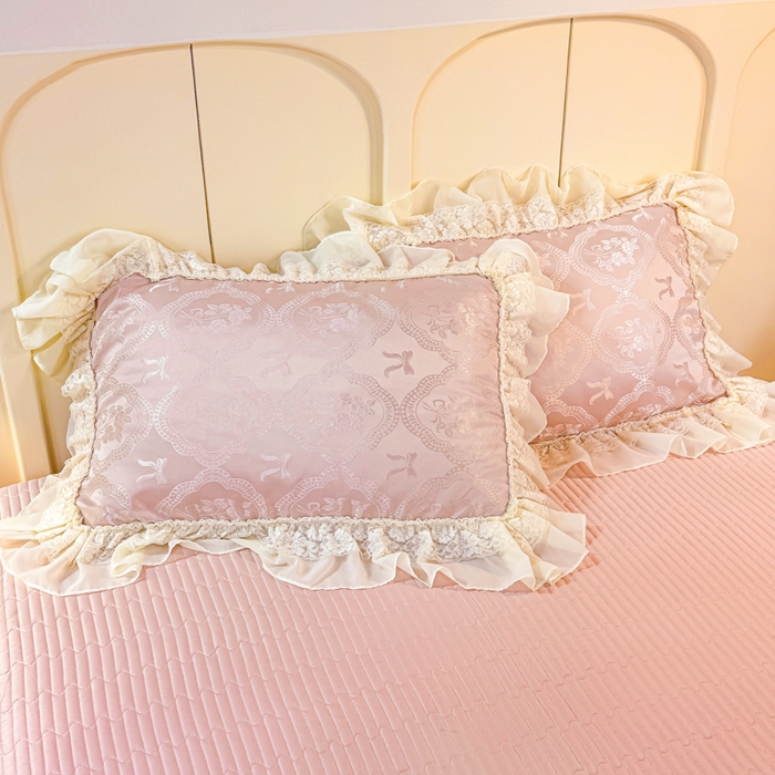 91家纺网 家纺一手货源 找家纺 大麦家纺 2026新款法式花边天丝床盖四件套 流虹霰