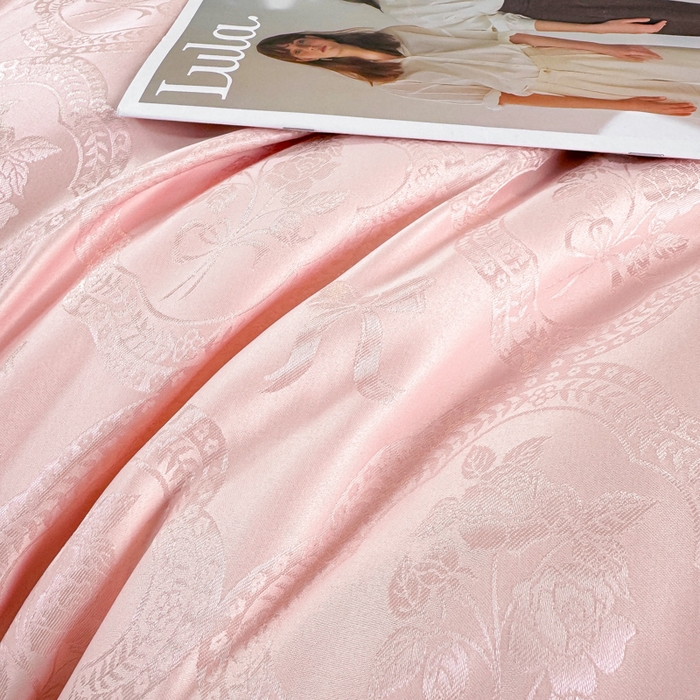 91家纺网 家纺一手货源 找家纺 大麦家纺 2026新款法式花边天丝床盖四件套 浮生如梦