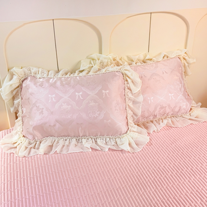 91家纺网 家纺一手货源 找家纺 大麦家纺 2026新款法式花边天丝床盖四件套 浮生如梦