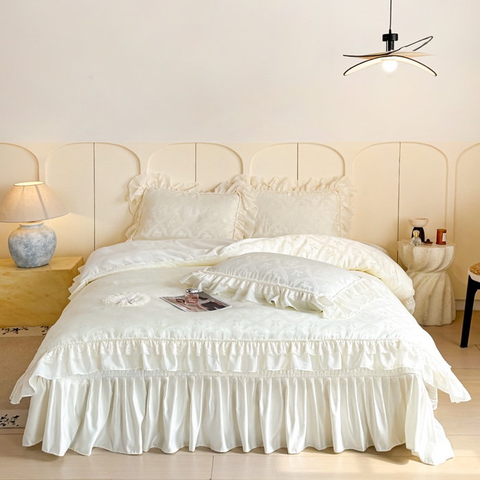 91家纺网 家纺一手货源 找家纺 （总）大麦家纺 2026新款法式花边天丝床盖四件套