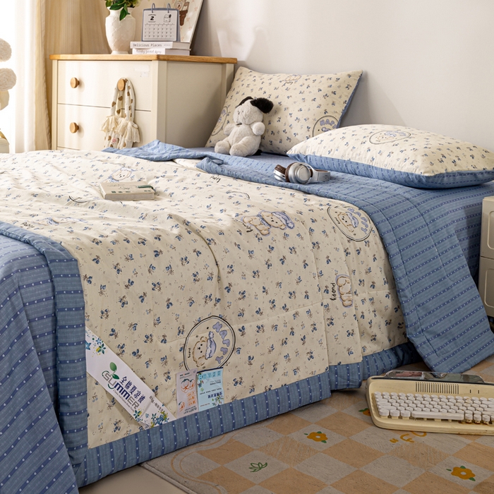 91家纺网 家纺一手货源 找家纺 红日子纺织品 2026新款里外全棉纯棉印花夏被夏凉被空调被 玲语小狗