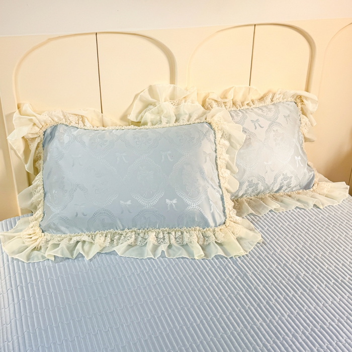 91家纺网 家纺一手货源 找家纺 大麦家纺 2026新款法式花边天丝床盖四件套 霞月韵