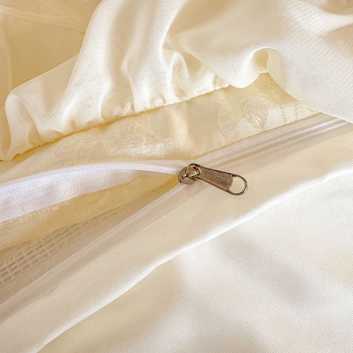 91家纺网 家纺一手货源 找家纺 大麦家纺 2026新款法式花边天丝床盖四件套 浮光滟