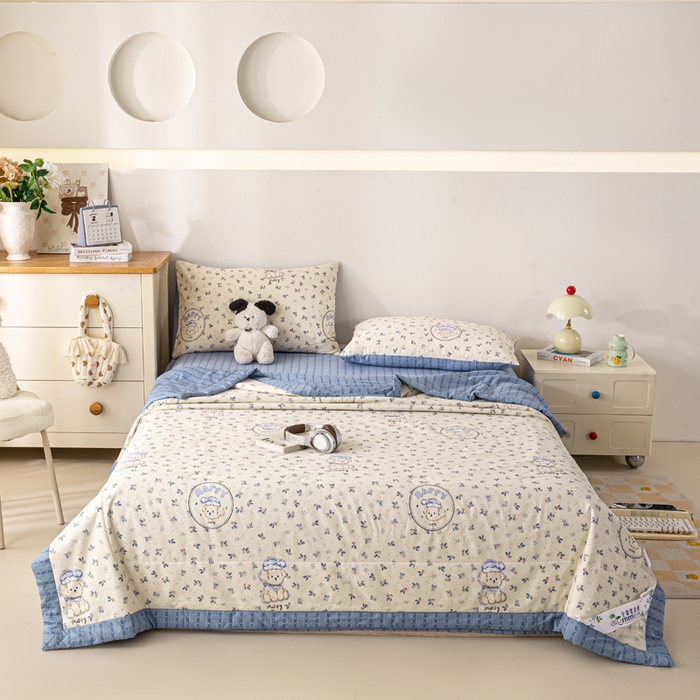 91家纺网 家纺一手货源 找家纺 红日子纺织品 2026新款里外全棉纯棉印花夏被夏凉被空调被 玲语小狗