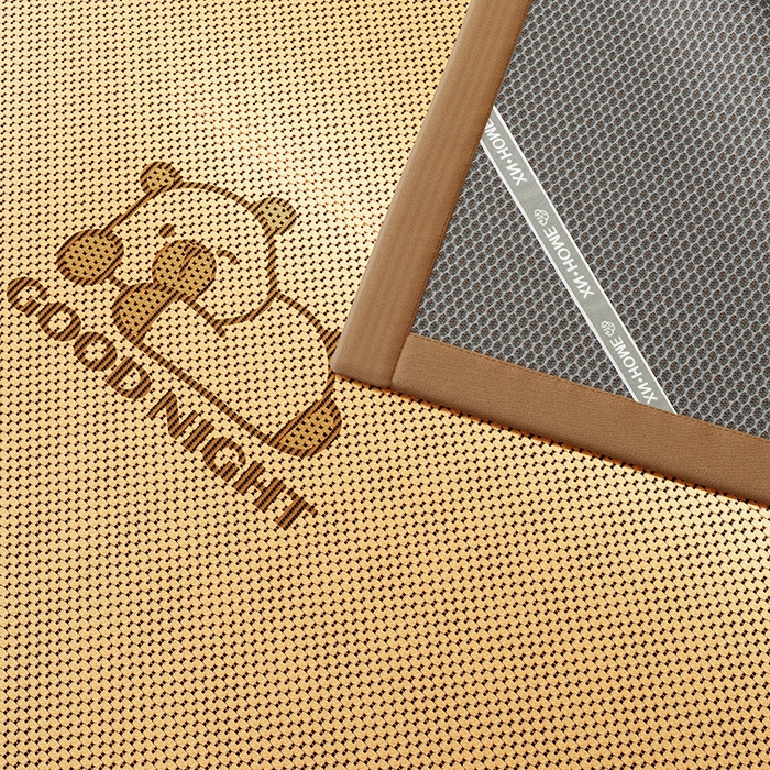 91家纺网 家纺一手货源 找家纺 福来临家纺 2026新款卡皮巴拉小熊款冰藤刺绣凉感席席子凉席 冰藤卡皮巴拉-咖-床席款