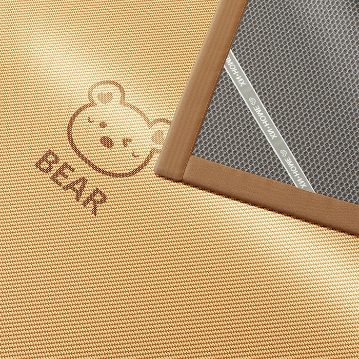 91家纺网 家纺一手货源 找家纺 福来临家纺 2026新款卡皮巴拉小熊款冰藤刺绣凉感席席子凉席 冰藤小熊-咖-床席款