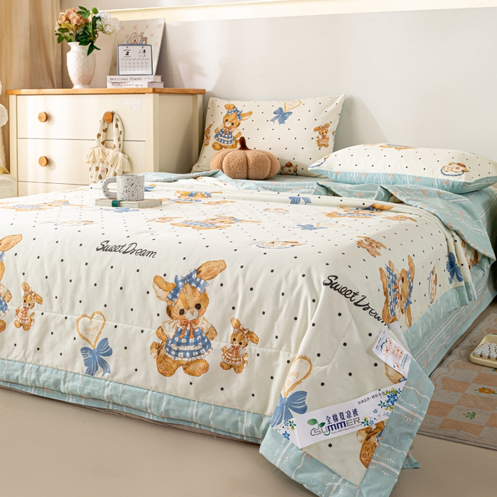 91家纺网 家纺一手货源 找家纺 红日子纺织品 2026新款里外全棉纯棉印花夏被夏凉被空调被 洛可可