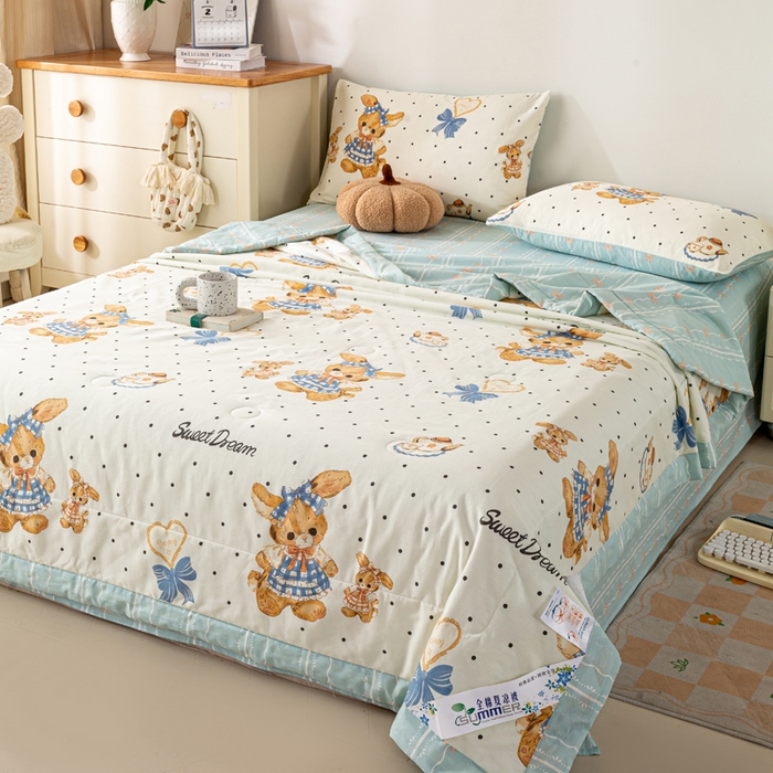 91家纺网 家纺一手货源 找家纺 红日子纺织品 2026新款里外全棉纯棉印花夏被夏凉被空调被 洛可可