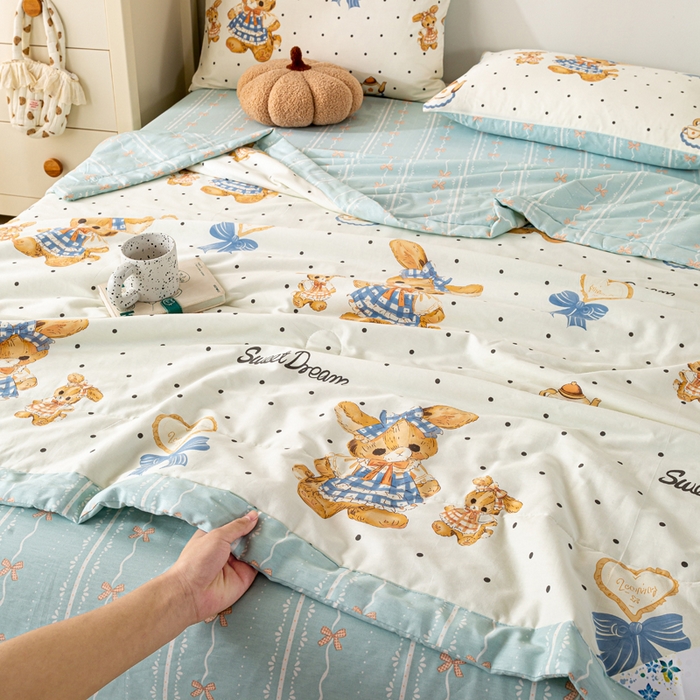 91家纺网 家纺一手货源 找家纺 红日子纺织品 2026新款里外全棉纯棉印花夏被夏凉被空调被 洛可可