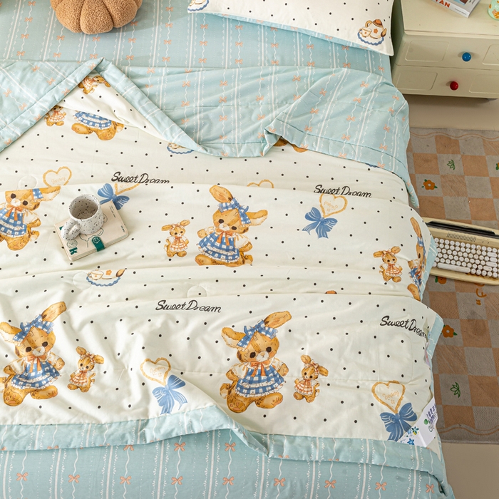 91家纺网 家纺一手货源 找家纺 红日子纺织品 2026新款里外全棉纯棉印花夏被夏凉被空调被 洛可可