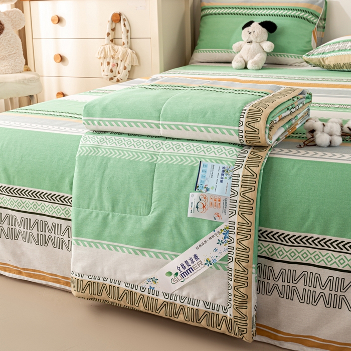 91家纺网 家纺一手货源 找家纺 红日子纺织品 2026新款里外全棉纯棉印花夏被夏凉被空调被 曼波绿