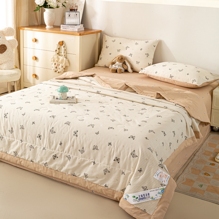 91家纺网 家纺一手货源 找家纺 红日子纺织品 2026新款里外全棉纯棉印花夏被夏凉被空调被 南山蝴蝶