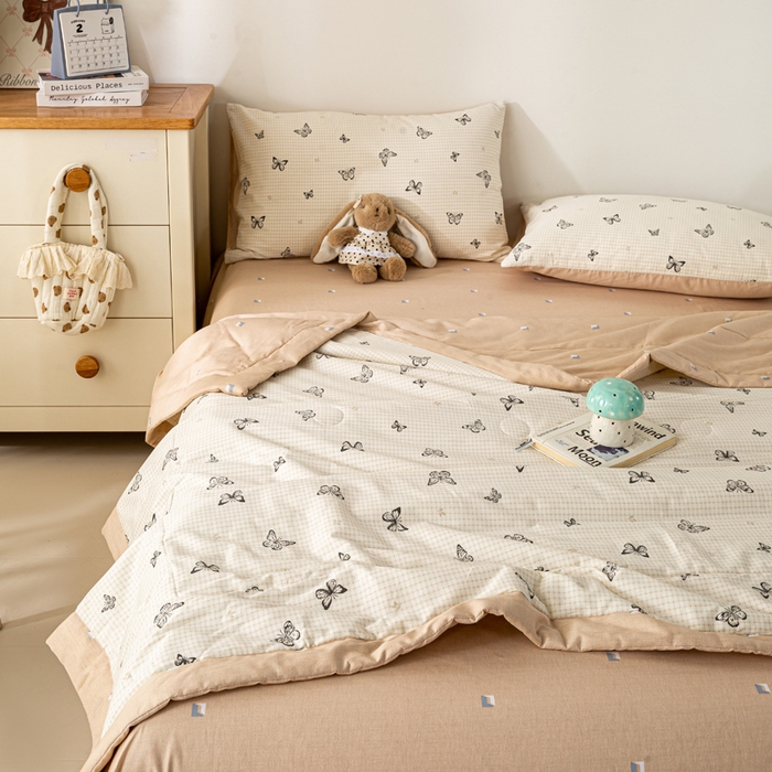 91家纺网 家纺一手货源 找家纺 红日子纺织品 2026新款里外全棉纯棉印花夏被夏凉被空调被 南山蝴蝶