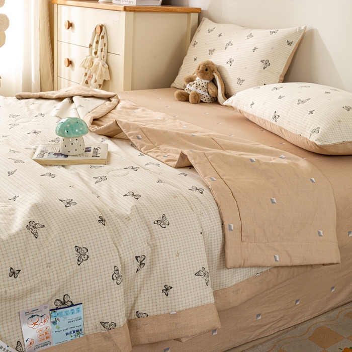 91家纺网 家纺一手货源 找家纺 红日子纺织品 2026新款里外全棉纯棉印花夏被夏凉被空调被 南山蝴蝶