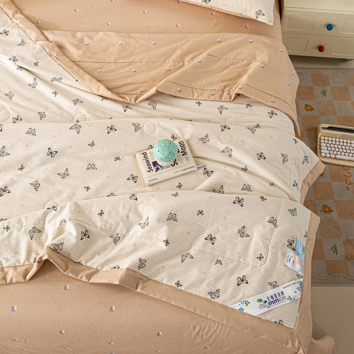 91家纺网 家纺一手货源 找家纺 红日子纺织品 2026新款里外全棉纯棉印花夏被夏凉被空调被 南山蝴蝶