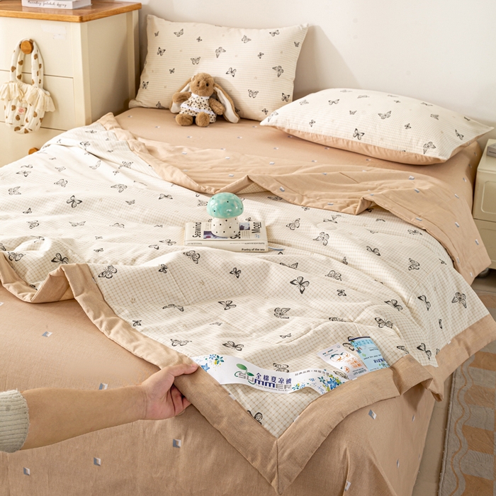 91家纺网 家纺一手货源 找家纺 红日子纺织品 2026新款里外全棉纯棉印花夏被夏凉被空调被 南山蝴蝶