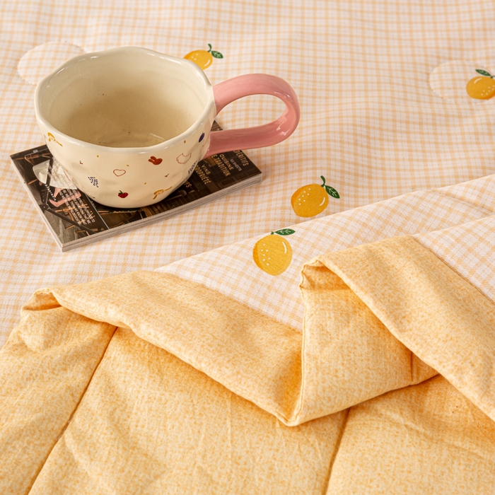 91家纺网 家纺一手货源 找家纺 红日子纺织品 2026新款里外全棉纯棉印花夏被夏凉被空调被 柠檬小镇