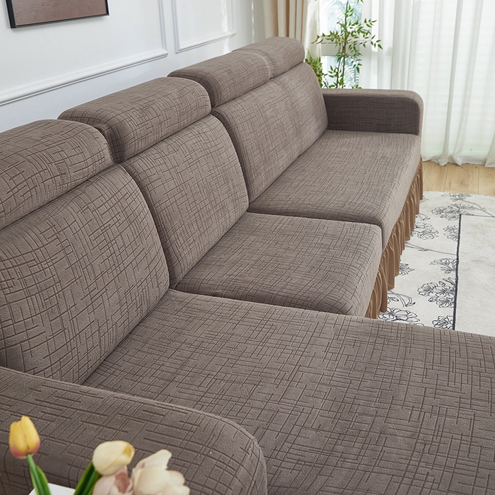 91家纺网 家纺一手货源 找家纺 （总）飞翔家纺沙发套 2026新款素格纹裙摆沙发套贵妃