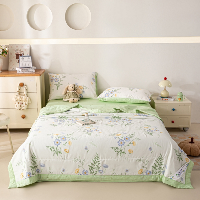 91家纺网 家纺一手货源 找家纺 红日子纺织品 2026新款里外全棉纯棉印花夏被夏凉被空调被 时光花间