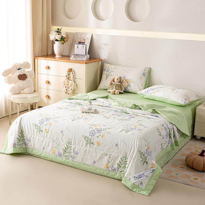 91家纺网 家纺一手货源 找家纺 红日子纺织品 2026新款里外全棉纯棉印花夏被夏凉被空调被 时光花间