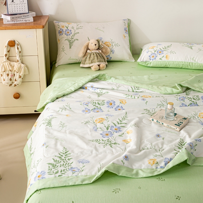 91家纺网 家纺一手货源 找家纺 红日子纺织品 2026新款里外全棉纯棉印花夏被夏凉被空调被 时光花间