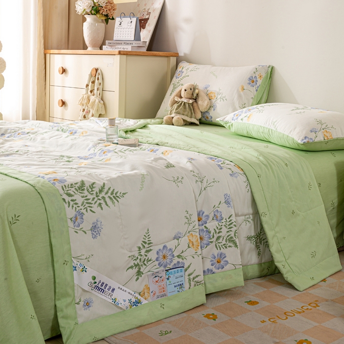 91家纺网 家纺一手货源 找家纺 红日子纺织品 2026新款里外全棉纯棉印花夏被夏凉被空调被 时光花间