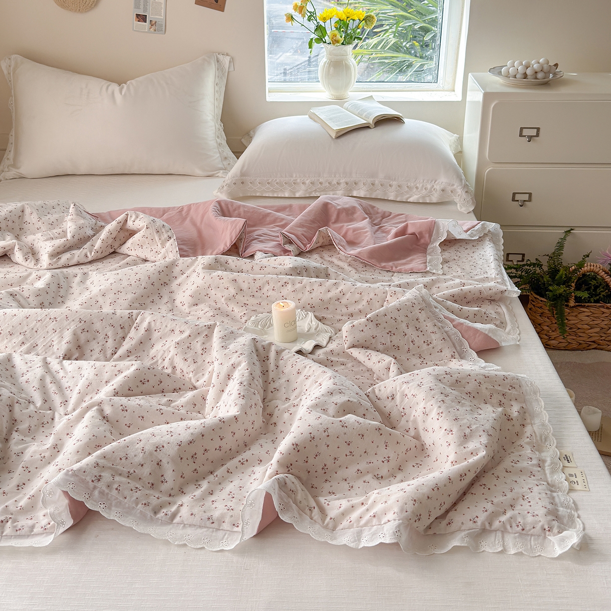 91家纺网 家纺一手货源 找家纺 摩时 2026春夏新款全棉棉麻夏被空调被单双人被子棉花被 春汐