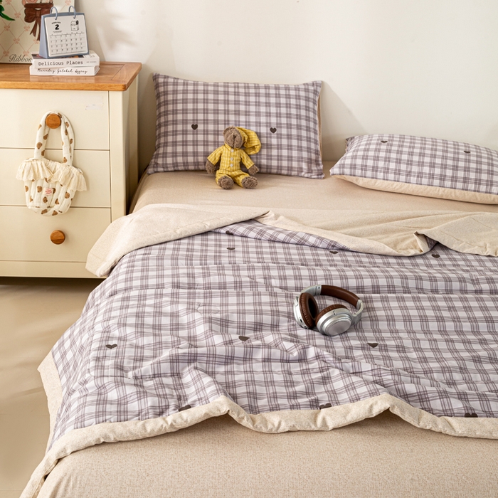 91家纺网 家纺一手货源 找家纺 红日子纺织品 2026新款里外全棉纯棉印花夏被夏凉被空调被 甜心乐园-紫