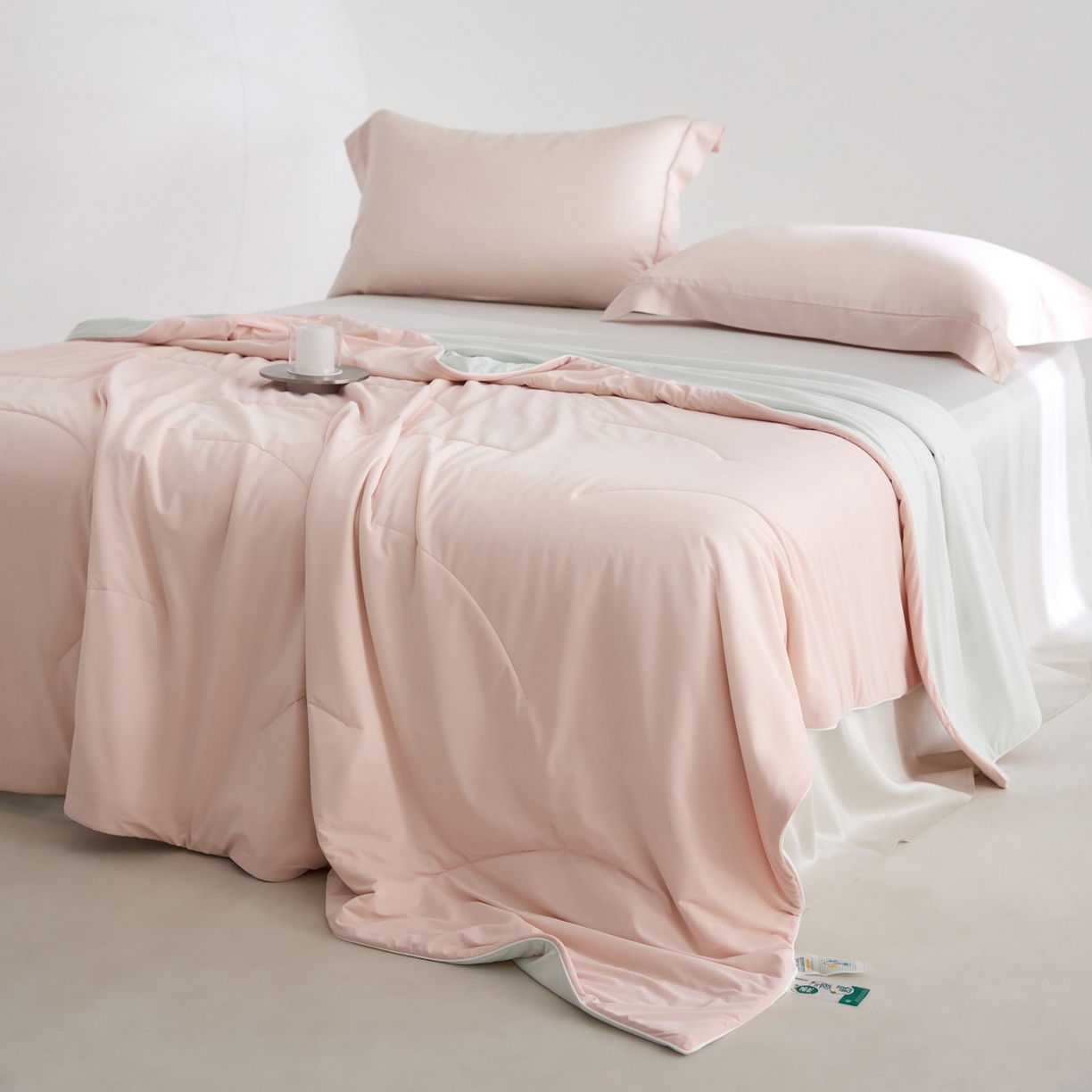 91家纺网 家纺一手货源 找家纺 纪梵茜 2026新款李官奇大豆纤维被锦纶氨纶凉感丝夏凉被锦氨空调被芯 凉感丝-橘雾粉