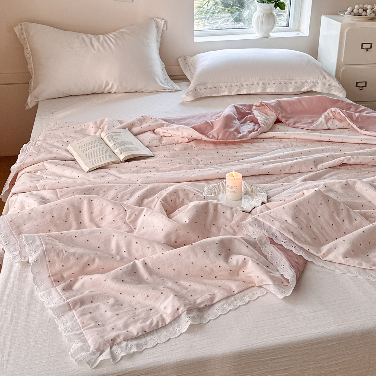 91家纺网 家纺一手货源 找家纺 摩时 2026春夏新款全棉棉麻夏被空调被单双人被子棉花被 好柿成双