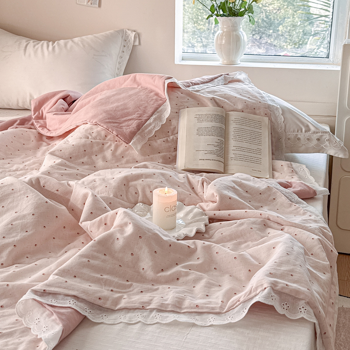 91家纺网 家纺一手货源 找家纺 摩时 2026春夏新款全棉棉麻夏被空调被单双人被子棉花被 好柿成双