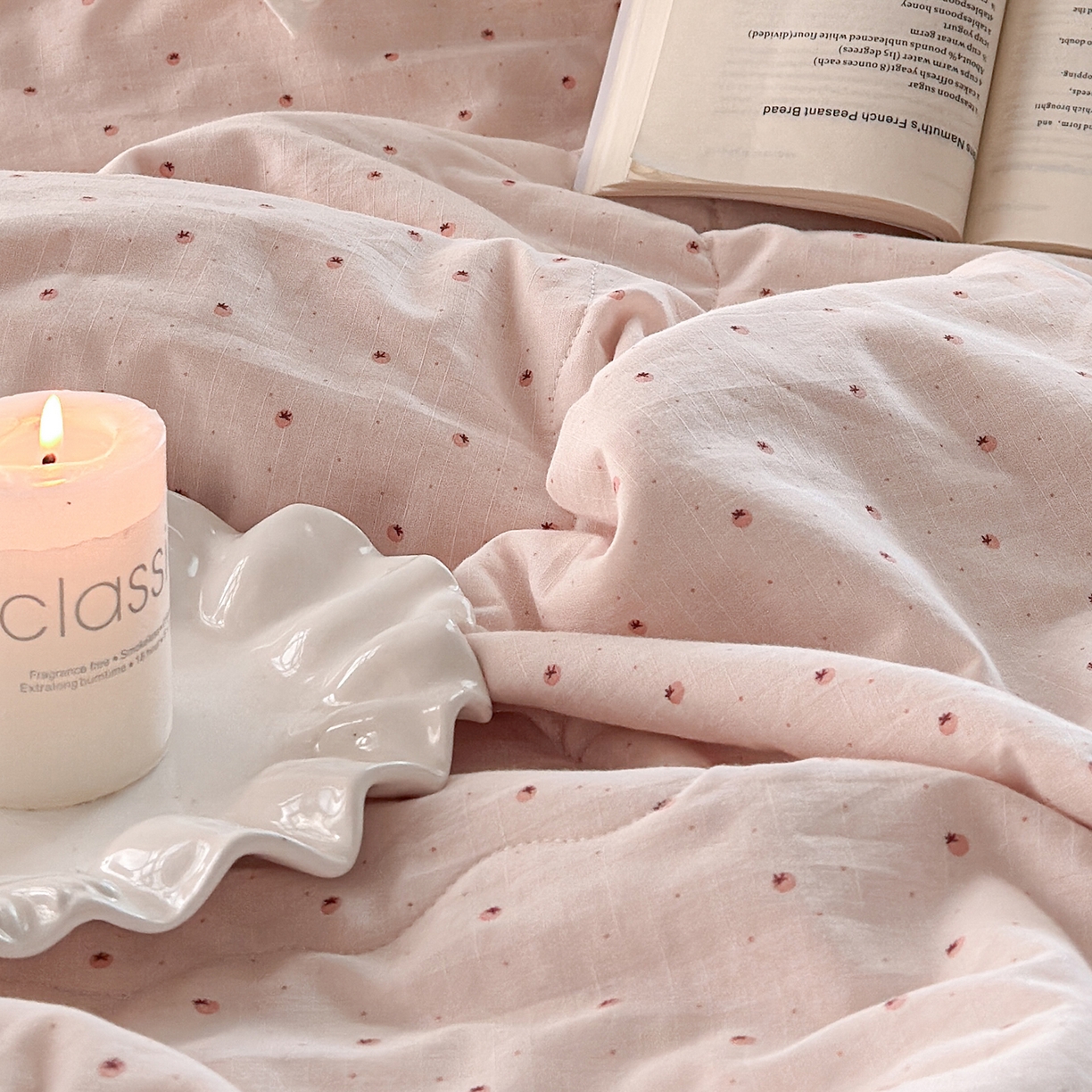 91家纺网 家纺一手货源 找家纺 摩时 2026春夏新款全棉棉麻夏被空调被单双人被子棉花被 好柿成双