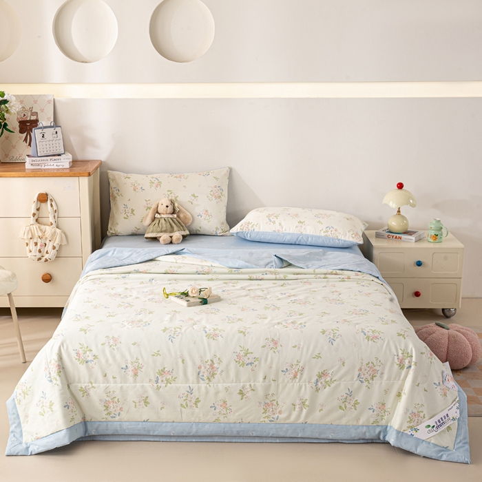 91家纺网 家纺一手货源 找家纺 红日子纺织品 2026新款里外全棉纯棉印花夏被夏凉被空调被 遥遥花期