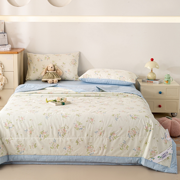 91家纺网 家纺一手货源 找家纺 红日子纺织品 2026新款里外全棉纯棉印花夏被夏凉被空调被 遥遥花期