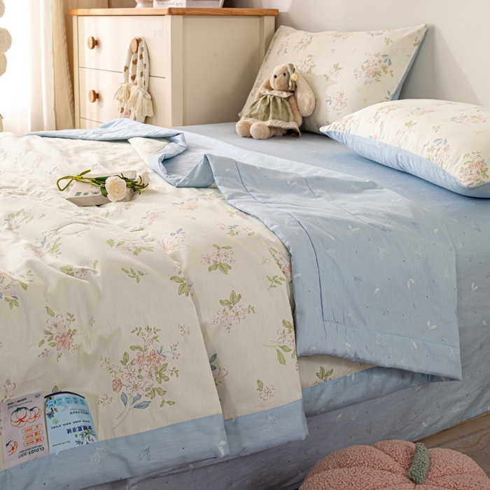 91家纺网 家纺一手货源 找家纺 红日子纺织品 2026新款里外全棉纯棉印花夏被夏凉被空调被 遥遥花期