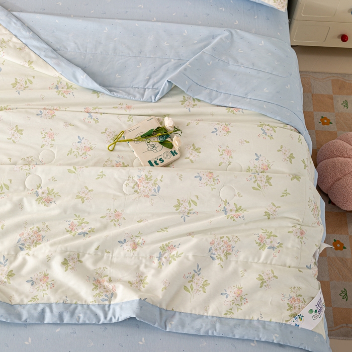 91家纺网 家纺一手货源 找家纺 红日子纺织品 2026新款里外全棉纯棉印花夏被夏凉被空调被 遥遥花期