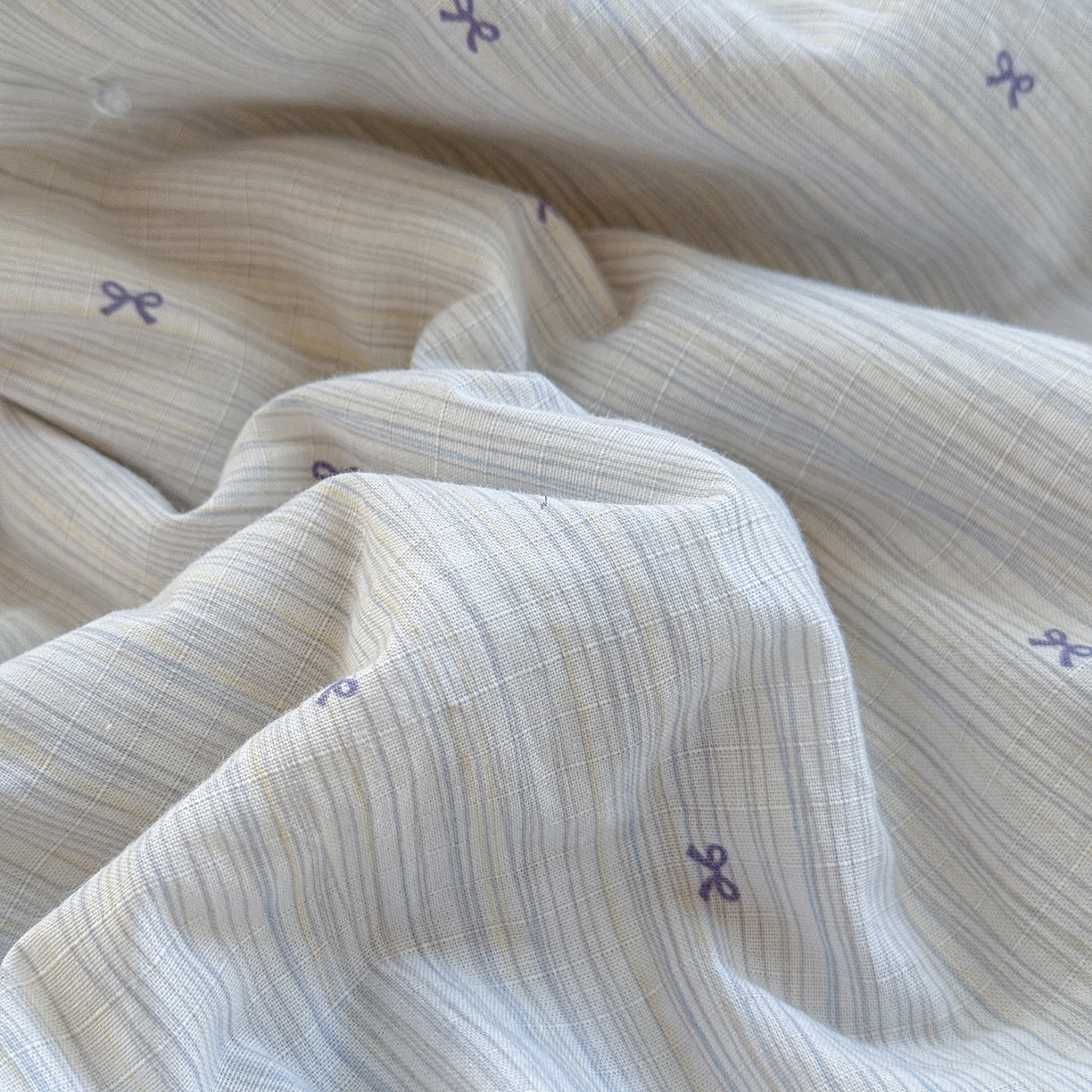 91家纺网 家纺一手货源 找家纺 摩时 2026春夏新款全棉棉麻夏被空调被单双人被子棉花被 蝴蝶结