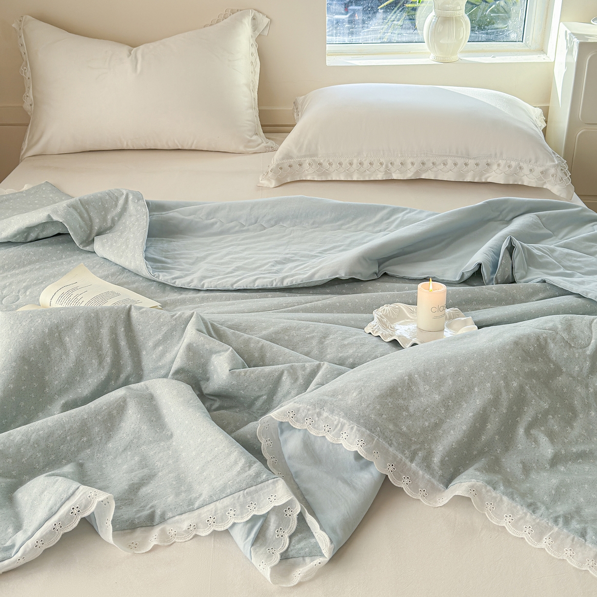 91家纺网 家纺一手货源 找家纺 摩时 2026春夏新款全棉棉麻夏被空调被单双人被子棉花被 花颜