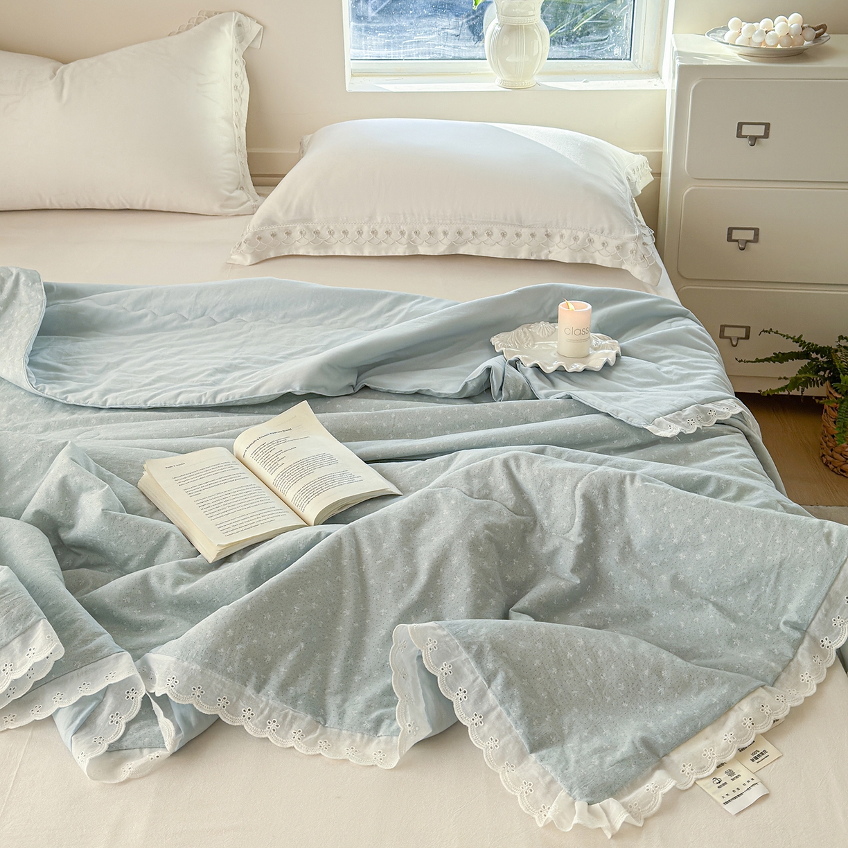 91家纺网 家纺一手货源 找家纺 摩时 2026春夏新款全棉棉麻夏被空调被单双人被子棉花被 花颜